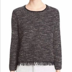 Theory Vendla Tweed Fringed Sweater